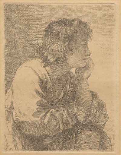 Perfil de um jovem em meditação de Angelica Kauffmann