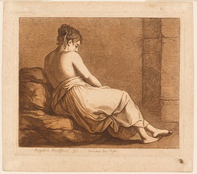 Garota reclinada vista de costas de Angelica Kauffmann