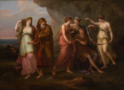 Telêmaco e as ninfas de Calipso, 1782 de Angelica Kauffmann