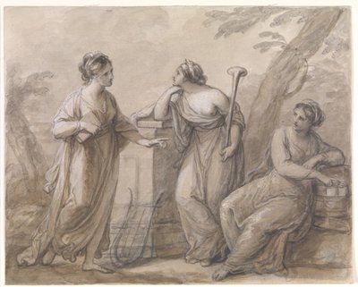 Três musas em conversa de Angelica Kauffmann