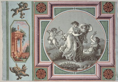 Revenge of Love, design para um medalhão de papel de parede, c.1785 (papel de parede) de Angelica after Kauffmann