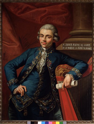 Retrato do compositor alemão e harpista Philip Joseph Hinner (1754-after 1805) de Angelo Crescimbeni
