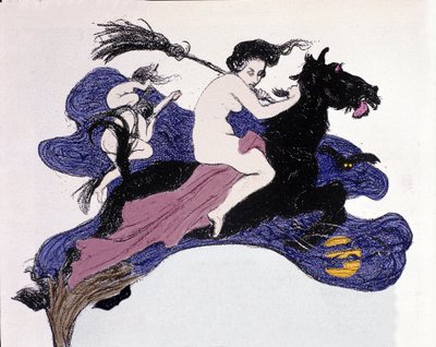 Bruxas se movendo no ar. Ilustração de Angelo Jank (1868-1940) para Jugend de Angelo Jank