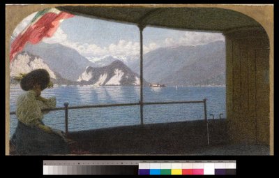 Um barco no Lago Maggiore, 1915 de Angelo Morbelli