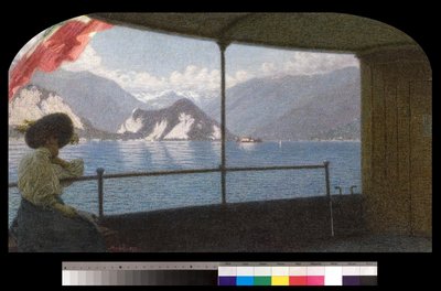 Um barco no Lago Maggiore, 1915 de Angelo Morbelli