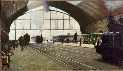 Estação Central de Milão (óleo sobre tela de Angelo Morbelli