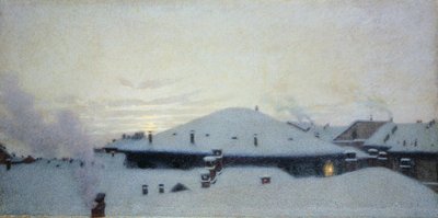 Telhados na neve de Angelo Morbelli