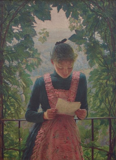 A primeira carta, 1890. de Angelo Morbelli