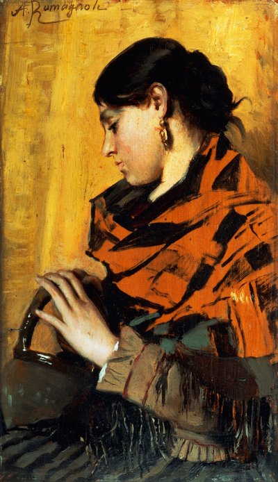 Mulher do povo com mais calor (óleo sobre tela) de Angelo Romagnoli