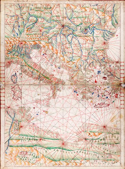 Mapa do Mediterrâneo Central de Angelo de Conte Freducci