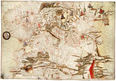 O Mediterrâneo, o Mar Negro e o Atlântico Nordeste, c.1550 (velino) de Angelo de Conte Freducci