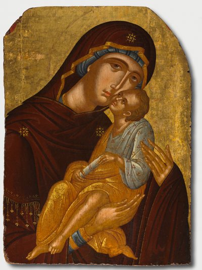Ícone da Mãe de Deus e do Menino Jesus Virgem Eleousa, c. 1425-50. de Angelos Akotantos