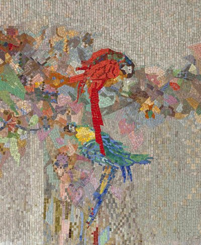 Flores e pássaros, 1914 (mosaico) de Angiolo DAndrea