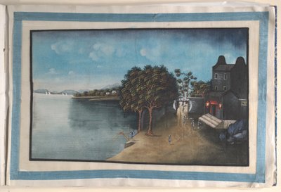 Álbum com doze pinturas de cenas ao longo de um rio de Anglo-Chinese School