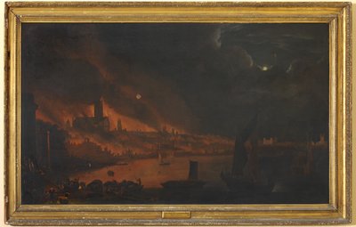 O Grande Incêndio de Londres, c.1666-1700 (óleo sobre tela) de Anglo Dutch School
