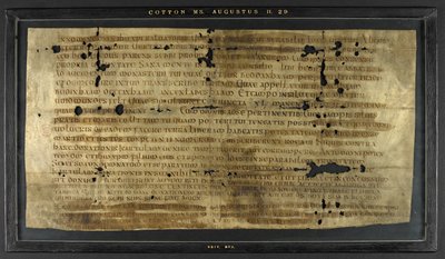 Concessão de Hodilredus (Æthelred), parente do rei Sebbi dos saxões orientais (fl. 685-706), a Hedilburg (Æthelburg), abadessa de Anglo-Saxon Anglo-Saxon