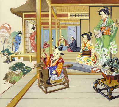 Casa japonesa do século XVIII (guache sobre papel) de Angus McBride