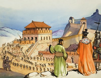 Construção da Grande Muralha da China (guache sobre papel) de Angus McBride