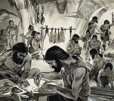 A Humanidade em construção, a "Idade do Gelo" (guache sobre papel) de Angus McBride