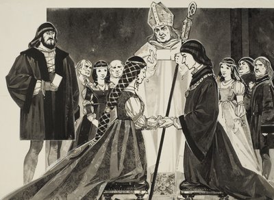Casamento de Lucrécia Bórgia (1480-1519) com o duque Afonso (guache sobre papel) de Angus McBride