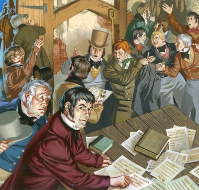 Reunião de Cartistas (guache sobre papel) de Angus McBride