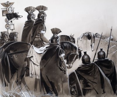 Soldados romanos depois de uma batalha (guache sobre papel) de Angus McBride