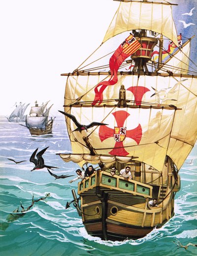 Marinheiros do Santa Maria do Cristóvão Colombo vêem sinais de terra de Angus McBride