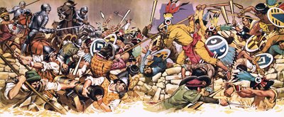 Os espanhóis são atacados pelos aztecas de Angus McBride