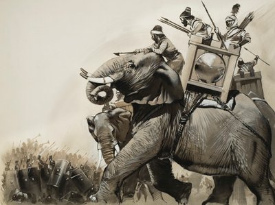 A batalha de Zama em 202 a.C. (guache sobre papel) de Angus McBride