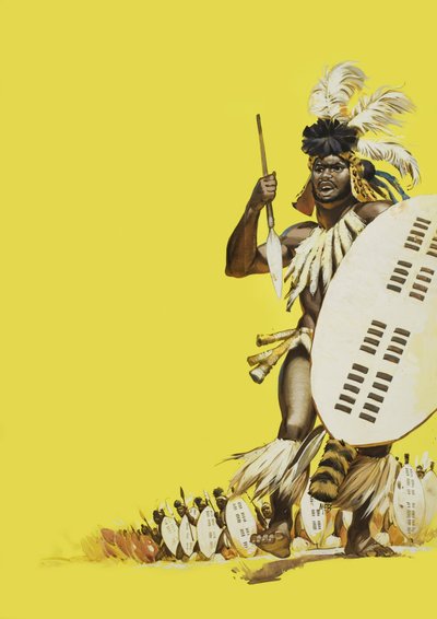 Guerreiros Zulu (guache sobre papel) de Angus McBride