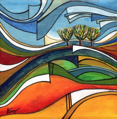 Montanhas e árvores abstratas de Aniko Hencz