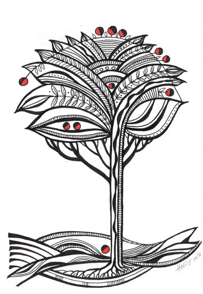 Desenho de árvore intrincado de Aniko Hencz
