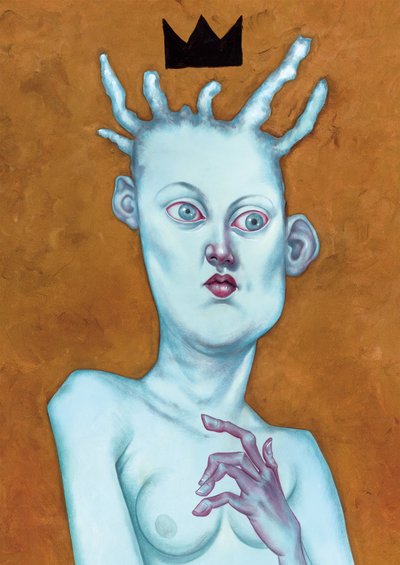 Rainha com coroa, 2016 (tinta acrílica sobre placa de ilustração) de Anita Kunz