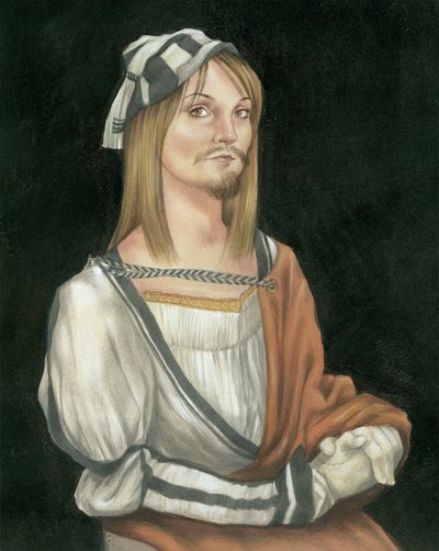 Autorretrato com pêlos faciais, 2011 (tinta acrílica sobre cartão de ilustração) de Anita Kunz