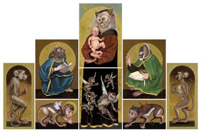O Retábulo Secular, 2017 (tinta acrílica sobre cartão de ilustração) de Anita Kunz