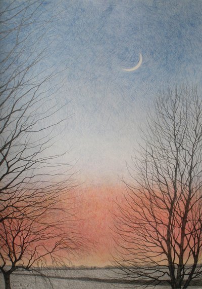 No início da noite de 2010 (lápis colorido sobre papel) de Anna Phillips
