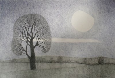 Lua de fevereiro de 2010 (lápis colorido sobre papel) de Anna Phillips