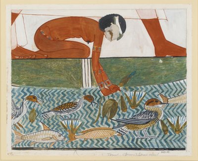 Cópia da pintura mural do túmulo privado 69 de Menna, Tebas I,1, 134-139, século XX de Anna