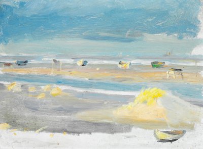 Barcos na praia, Skagen. de Anna Ancher
