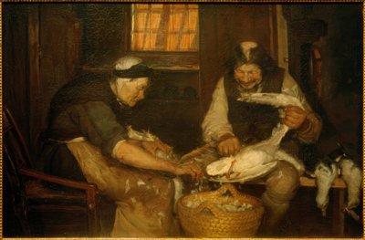 Dois idosos arrancando gaivotas. Lars Gaihede e a velha Lene de Anna Ancher