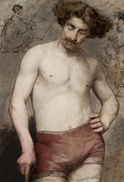 Polaco: Semi-nudez masculina - Estudo de uma semi-nudez masculina de Anna Bilińska-Bohdanowicz