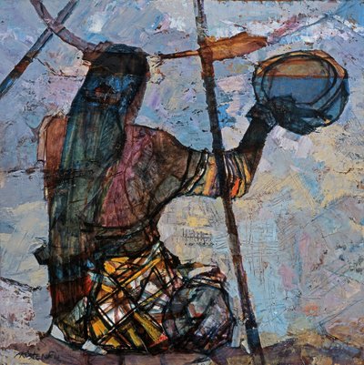 Uma mulher de pesca de Anna Contemporary Artist Kostenko