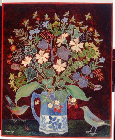 Jarro azul e " Pássaros de Anna Pugh