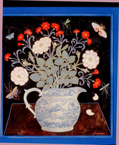 Jarro azul e rosas vermelhas de Anna Pugh