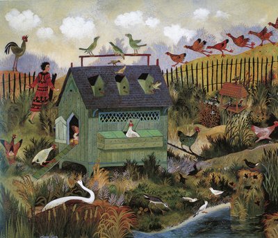 Pássaros ocupados, 2001 (acrílico) de Anna Pugh