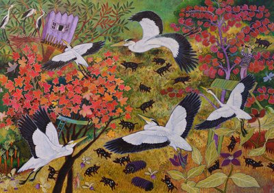 Henry observando garças, 2020 (acrílico) de Anna Pugh