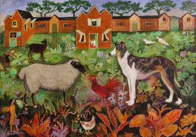 Galo vermelho, 2019 (acrílico) de Anna Pugh