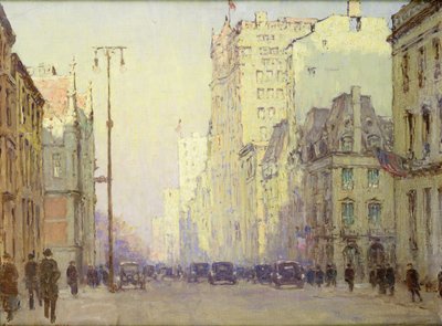 5th Ave, na 57th Street, c.1918 (óleo sobre tela) de Anna Richards Brewster