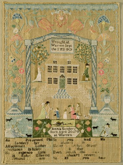 Sampler, 1801 (fio de seda sobre linho) de Anna Sanders