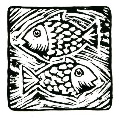 Horóscopo (Peixes), 2017 (impressão em linho) de Annalisa Morrocco